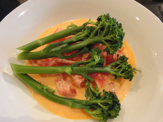 Step 6.2 - Broccolini on top of Goat Cheese Sauce