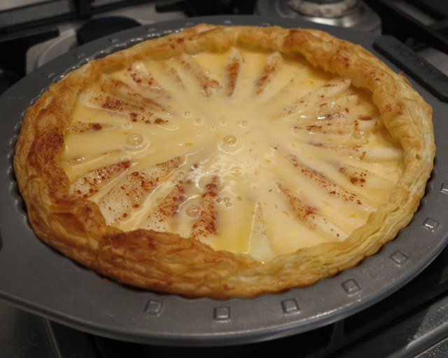 Step 5 - Pour the egg mixture over the pears