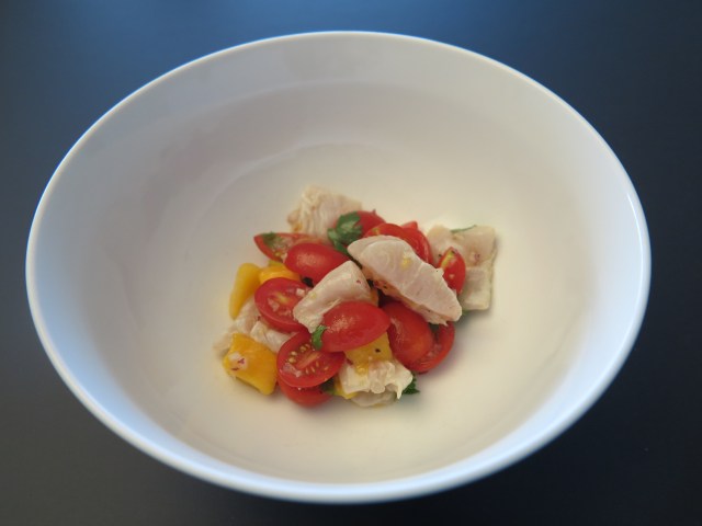 Kingfish ceviche, tomato salsa and mango